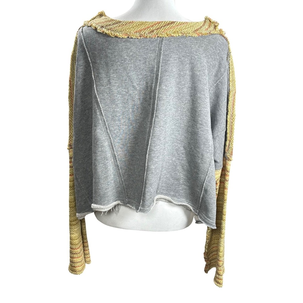 Free People Cropped Crochet Top Knit Oversized Sweater Woven Hippie Sz M - Picture 2 of 6